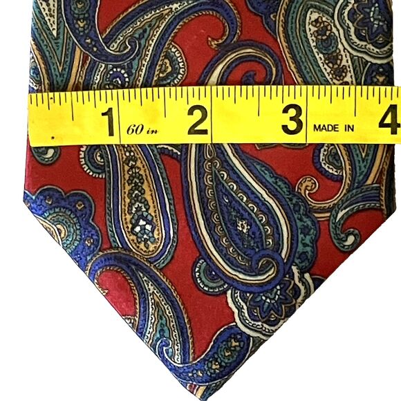 Camden Court Tie Vintage Paisley Shiny Red Blue Wide 4 inch USA - Picture 7 of 9